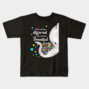 What Makes You Different Elephant Mom Autism Child Awareness Kids T-Shirt